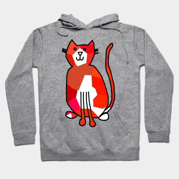 Red Crystal Cat Animals Minimal Line Drawing Hoodie by ellenhenryart